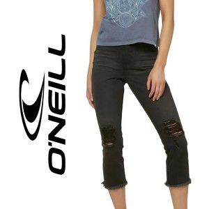 O’NEILL  jeans women’ High Rise denim gray/black Flayed Straight Crop Sz#28 NWT